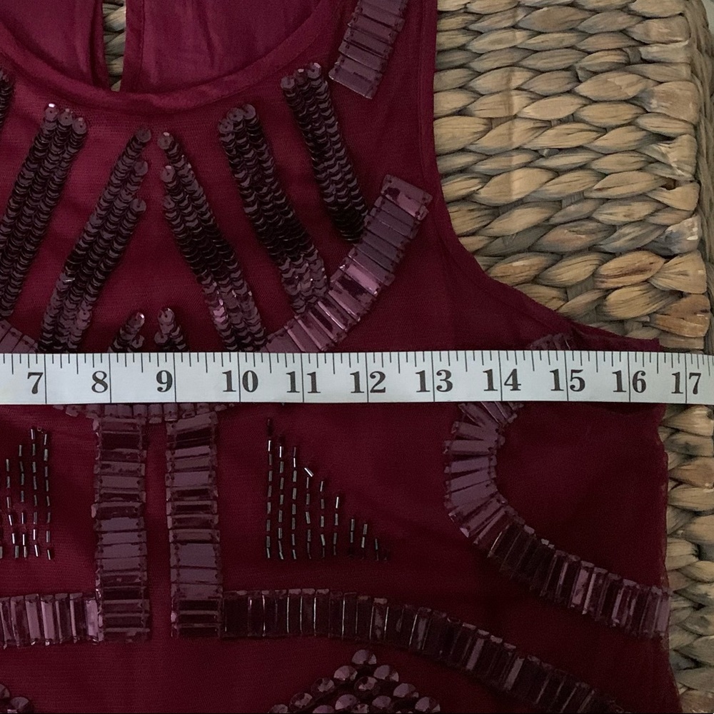 PJK Patterson J. Kincaid Burgundy Beaded Tank - Picture 11 of 11